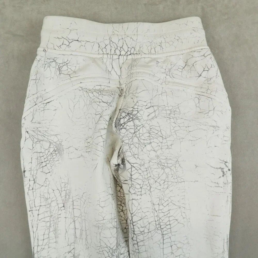 Lululemon Warm Down Jogger Pants Thread Dye White Black Size 2 Cotton Terry